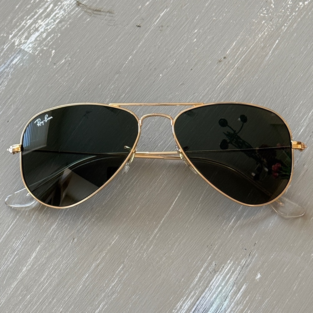 Ray-Ban Gold and Green Aviator Sunglasses size SMALL - BRAND NEW LENS!